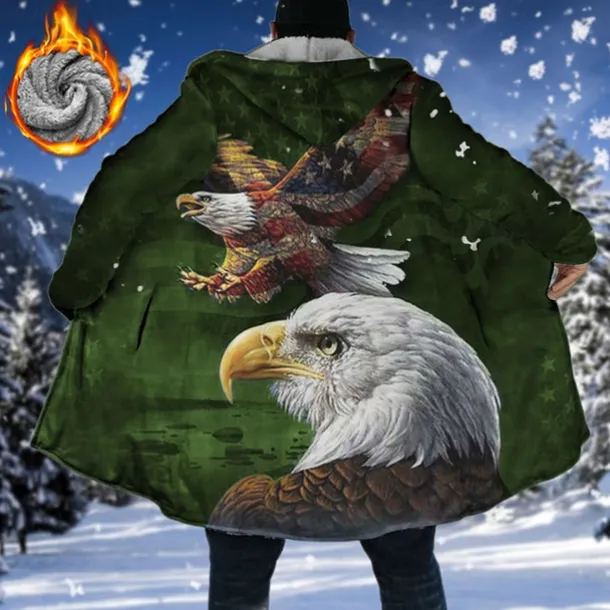 Men's Winter Coat Fleece Jacket Coat Sports & Outdoor Daily Wear Warm Breathable Zipper Pocket Fall & Winter Animal Graphic Prints Fashion Streetwear Hoodie Long Regular Fit Black Red Blue Purple