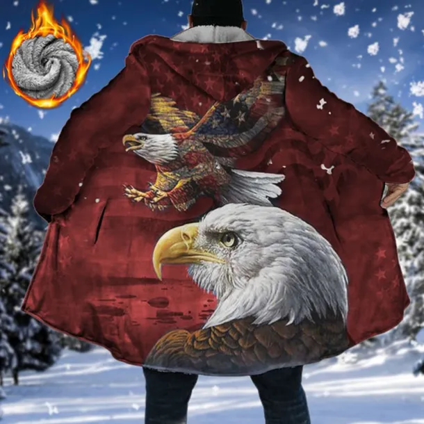 Men's Winter Coat Fleece Jacket Coat Sports & Outdoor Daily Wear Warm Breathable Zipper Pocket Fall & Winter Animal Graphic Prints Fashion Streetwear Hoodie Long Regular Fit Black Red Blue Purple