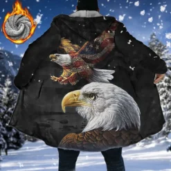 Men's Winter Coat Fleece Jacket Coat Sports & Outdoor Daily Wear Warm Breathable Zipper Pocket Fall & Winter Animal Graphic Prints Fashion Streetwear Hoodie Long Regular Fit Black Red Blue Purple