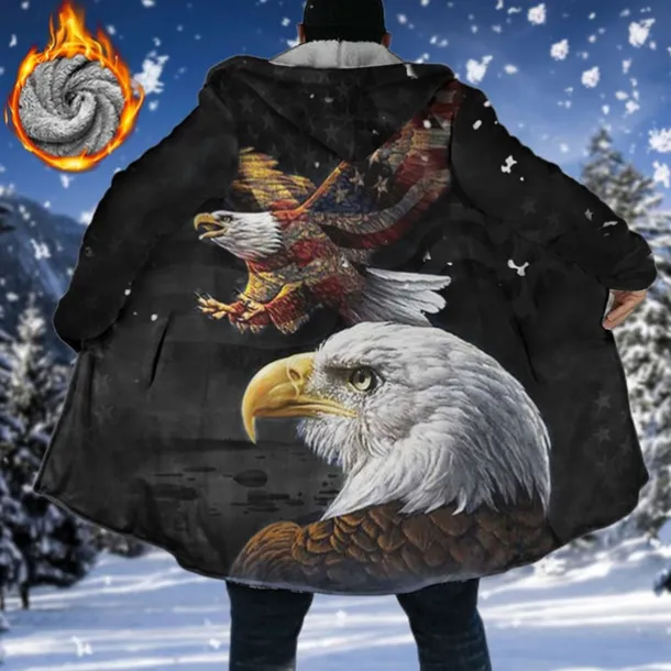 Men's Winter Coat Fleece Jacket Coat Sports & Outdoor Daily Wear Warm Breathable Zipper Pocket Fall & Winter Animal Graphic Prints Fashion Streetwear Hoodie Long Regular Fit Black Red Blue Purple