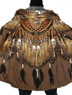 Men's Winter Coat Fleece Jacket Coat Sports & Outdoor Daily Wear Warm Breathable Zipper Pocket Fall & Winter Indian Streetwear Vintage Style Hoodie Long Regular Fit White Yellow Brown khaki Jacket