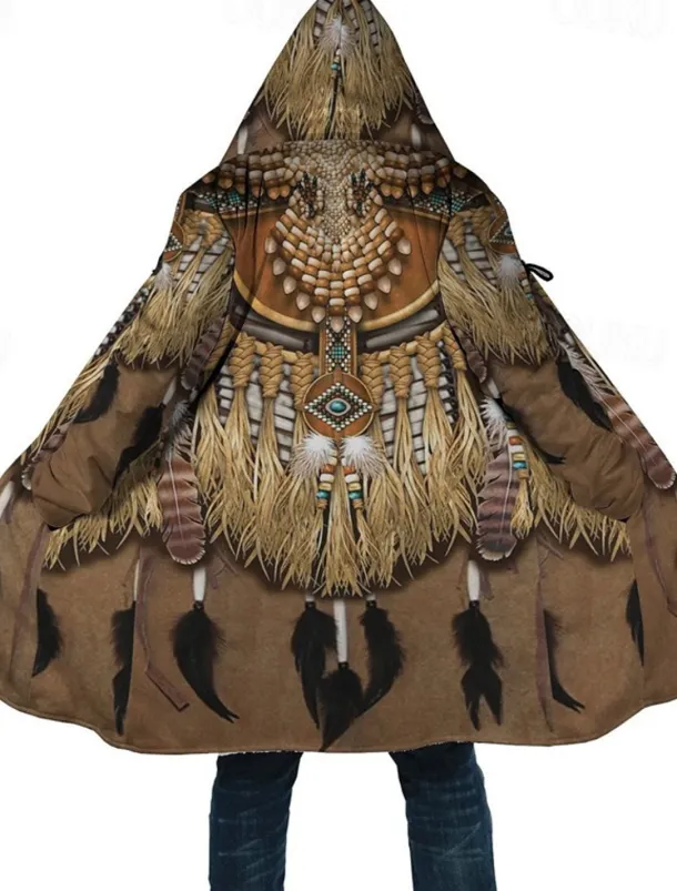 Men's Winter Coat Fleece Jacket Coat Sports & Outdoor Daily Wear Warm Breathable Zipper Pocket Fall & Winter Indian Streetwear Vintage Style Hoodie Long Regular Fit White Yellow Brown khaki Jacket