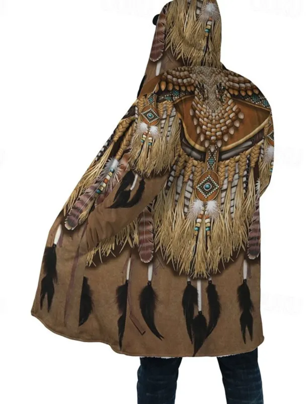 Men's Winter Coat Fleece Jacket Coat Sports & Outdoor Daily Wear Warm Breathable Zipper Pocket Fall & Winter Indian Streetwear Vintage Style Hoodie Long Regular Fit White Yellow Brown khaki Jacket