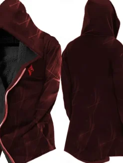 Men's Winter Coat Fleece Jacket Jacket Daily Wear Vacation Fleece Lining With Pockets Print Front Pocket Fall & Winter Graphic Prints Streetwear Sport Hoodie Regular Wine Black Yellow Blue Purple