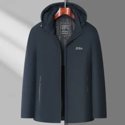 Men's Winter Coat Long Winter Solid / Plain Color Casual Regular Black Dark Blue Jacket