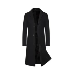 Men's Winter Coat Overcoat Trench Coat Outdoor Daily Wear Fall & Winter Polyester Thermal Warm Windproof Outerwear Clothing Apparel Fashion Streetwear Plain Lapel Single Breasted