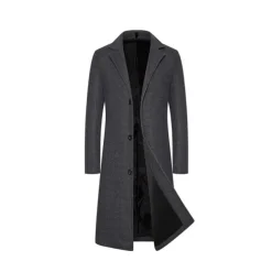 Men's Winter Coat Overcoat Trench Coat Outdoor Daily Wear Fall & Winter Polyester Thermal Warm Windproof Outerwear Clothing Apparel Fashion Streetwear Plain Lapel Single Breasted