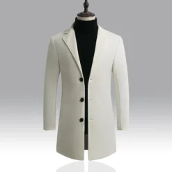 Men's Winter Coat Overcoat Business Casual Winter Polyester Thermal Warm Windbreaker Outerwear Clothing Apparel Business Classical