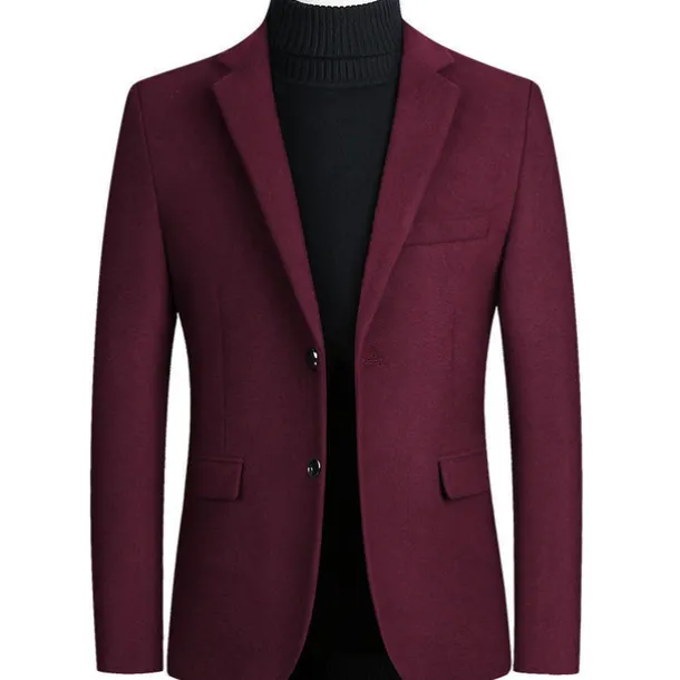 Men's Winter Coat Overcoat Trench Coat Daily Winter Polyester Thermal Warm Washable Outerwear Clothing Apparel Business Blazers Solid Colored Pocket Lapel Single Breasted