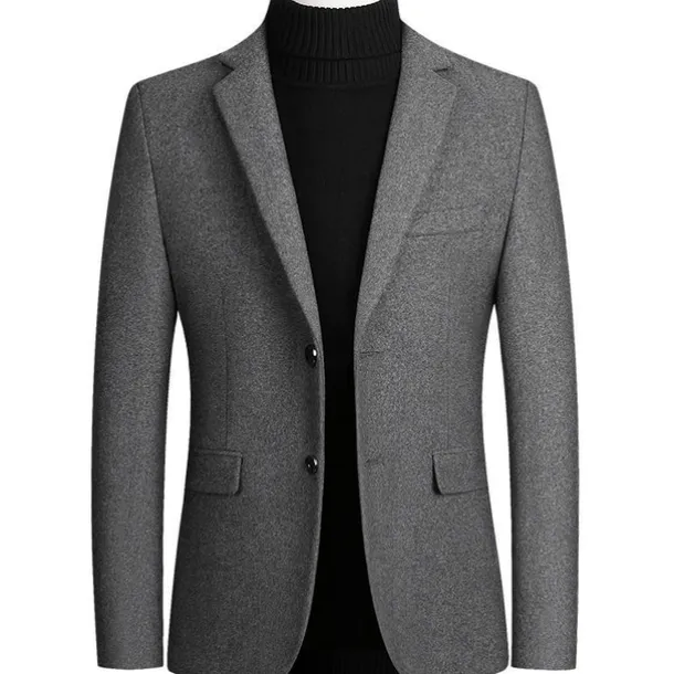 Men's Winter Coat Overcoat Trench Coat Daily Winter Polyester Thermal Warm Washable Outerwear Clothing Apparel Business Blazers Solid Colored Pocket Lapel Single Breasted