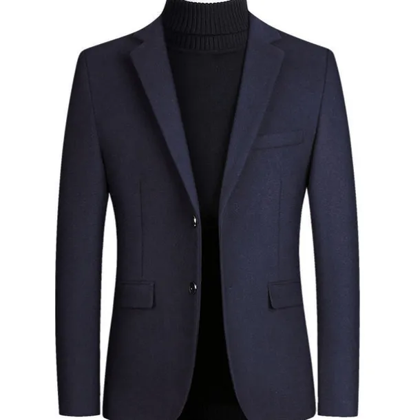 Men's Winter Coat Overcoat Trench Coat Daily Winter Polyester Thermal Warm Washable Outerwear Clothing Apparel Business Blazers Solid Colored Pocket Lapel Single Breasted