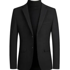 Men's Winter Coat Overcoat Trench Coat Daily Winter Polyester Thermal Warm Washable Outerwear Clothing Apparel Business Blazers Solid Colored Pocket Lapel Single Breasted