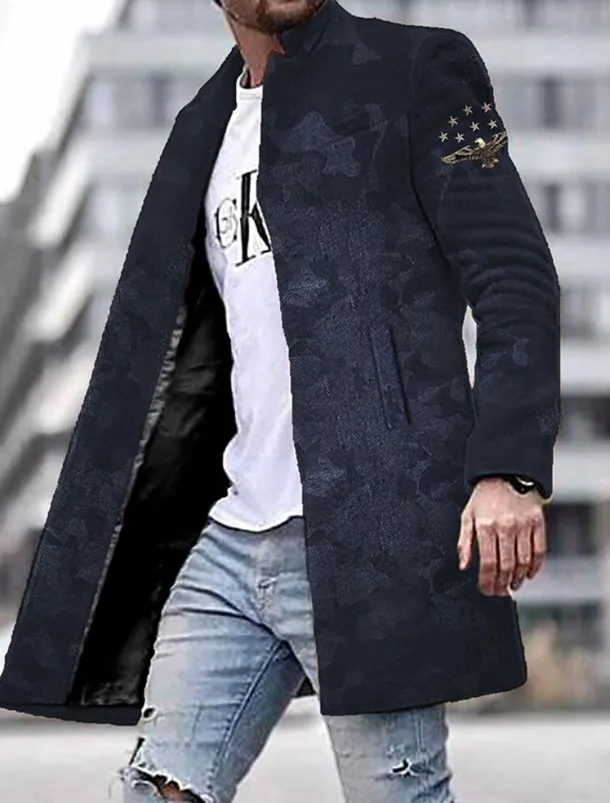 Men's Winter Coat Overcoat Coat Daily Wear Vacation With Pockets Print Front Pocket Fall & Winter Camo Streetwear Sport Turndown Regular Red Blue Purple Green Gray Jacket