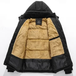 Men's Winter Coat Parka Pocket Polyster Fleece lined Vacation Daily Wear Date Regular Fashion Casual Comfortable Thermal Warm Fall & Winter Solid / Plain Color Black Puffer Jacket