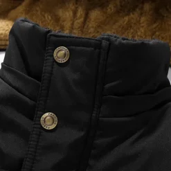 Men's Winter Coat Parka Pocket Polyster Fleece lined Vacation Daily Wear Date Regular Fashion Casual Comfortable Thermal Warm Fall & Winter Solid / Plain Color Black Puffer Jacket