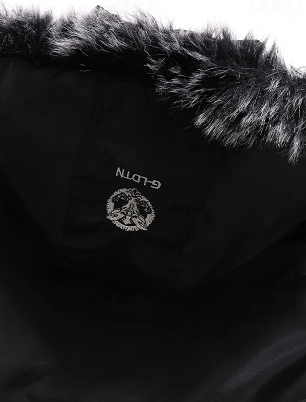 Men's Winter Coat Parka Pocket Polyster Fleece lined Vacation Daily Wear Date Regular Fashion Casual Comfortable Thermal Warm Fall & Winter Solid / Plain Color Black Red Blue Puffer Jacket