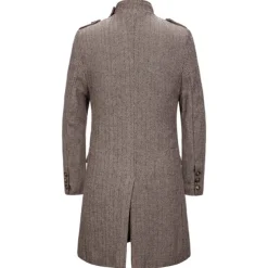 Men's Winter Coat Peacoat Coat Business Casual Winter Cotton Blend Warm Outerwear Clothing Apparel Stylish Classic & Timeless non-printing Solid Color Pocket Stand Collar Double Breasted