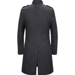 Men's Winter Coat Peacoat Coat Business Casual Winter Cotton Blend Warm Outerwear Clothing Apparel Stylish Classic & Timeless non-printing Solid Color Pocket Stand Collar Double Breasted