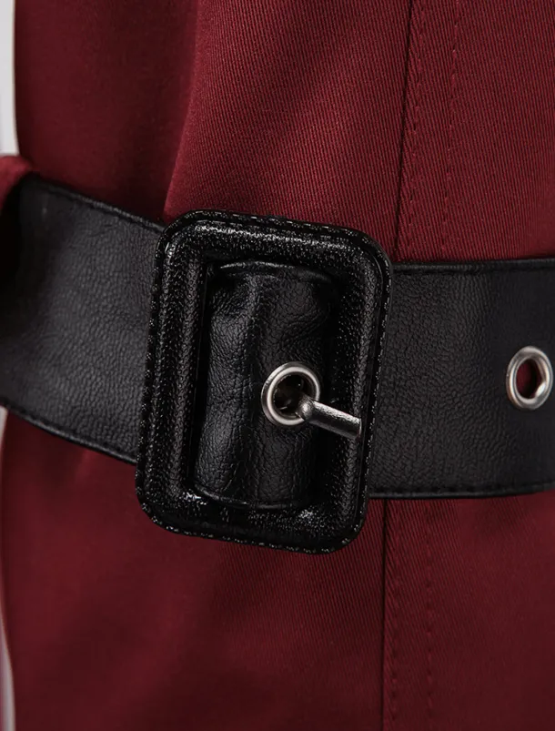 Men's Winter Coat Peacoat Trench Coat Street Business Fall Winter Polyester Thermal Warm Breathable Outerwear Clothing Apparel Casual Solid Color Pocket Turndown Double Breasted