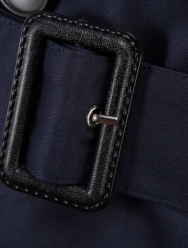 Men's Winter Coat Peacoat Trench Coat Street Business Fall Winter Polyester Thermal Warm Breathable Outerwear Clothing Apparel Casual Solid Color Pocket Turndown Double Breasted