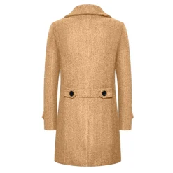 Men's Winter Coat Peacoat Trench Coat Outdoor Daily Wear Fall & Winter 95% polyester 5% cotton Outerwear Clothing Apparel Fashion Streetwear Plain Lapel Double Breasted