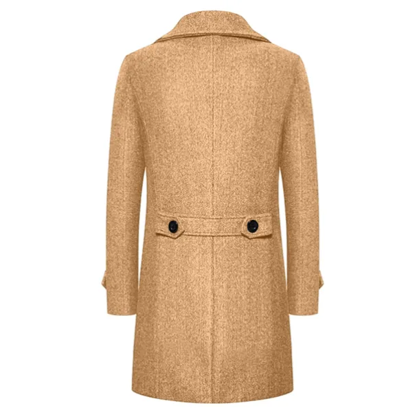 Men's Winter Coat Peacoat Trench Coat Outdoor Daily Wear Fall & Winter 95% polyester 5% cotton Outerwear Clothing Apparel Fashion Streetwear Plain Lapel Double Breasted