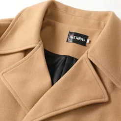 Men's Winter Coat Peacoat Trench Coat Outdoor Daily Wear Fall & Winter 95% polyester 5% cotton Outerwear Clothing Apparel Fashion Streetwear Plain Lapel Double Breasted