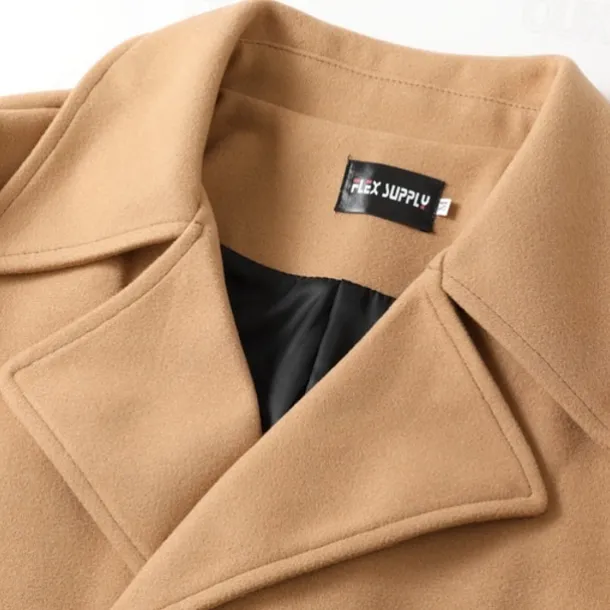 Men's Winter Coat Peacoat Trench Coat Outdoor Daily Wear Fall & Winter 95% polyester 5% cotton Outerwear Clothing Apparel Fashion Streetwear Plain Lapel Double Breasted