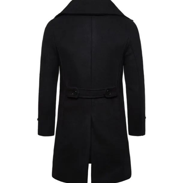 Men's Winter Coat Peacoat Trench Coat Outdoor Daily Wear Fall & Winter 95% polyester 5% cotton Outerwear Clothing Apparel Fashion Streetwear Plain Lapel Double Breasted