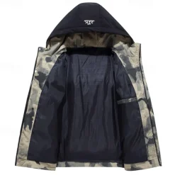 Men's Winter Coat Puffer Jacket Quilted Jacket Padded Hooded Leisure Sports Going out Windproof Fall & Winter Solid / Plain Color Black Blue Khaki Puffer Jacket