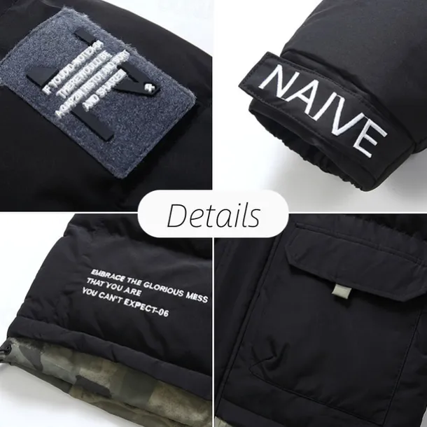 Men's Winter Coat Puffer Jacket Quilted Jacket Padded Hooded Leisure Sports Going out Windproof Fall & Winter Solid / Plain Color Black Blue Khaki Puffer Jacket