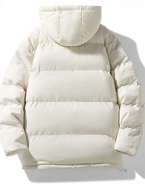 Men's Winter Coat Puffer Jacket Padded Jacket Pocket Polyster Daily Wear Date Vacation Regular Fashion Casual Comfortable Thermal Warm Fall & Winter Solid / Plain Color Dark Grey Black Red Blue