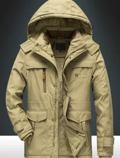 Men's Winter Coat Puffer Jacket Parka Pocket Full Zip Outdoor Daily Long Sporty Casual Thermal Warm Breathable Fall Winter Solid Color Black Army Green Royal Blue Khaki Puffer Jacket