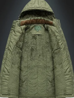 Men's Winter Coat Puffer Jacket Parka Pocket Full Zip Outdoor Daily Long Sporty Casual Thermal Warm Breathable Fall Winter Solid Color Black Army Green Royal Blue Khaki Puffer Jacket