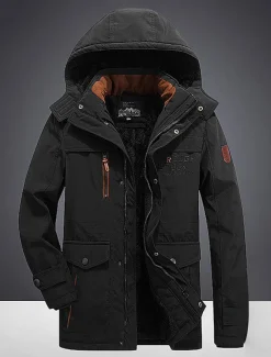 Men's Winter Coat Puffer Jacket Parka Pocket Full Zip Outdoor Daily Long Sporty Casual Thermal Warm Breathable Fall Winter Solid Color Black Army Green Royal Blue Khaki Puffer Jacket