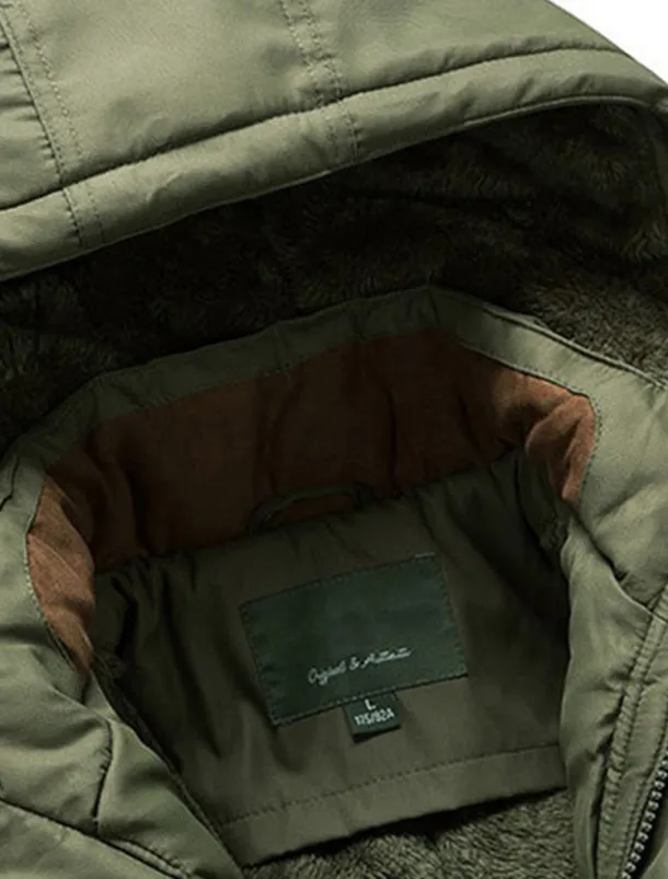 Men's Winter Coat Puffer Jacket Parka Pocket Full Zip Outdoor Daily Long Sporty Casual Thermal Warm Breathable Fall Winter Solid Color Black Army Green Royal Blue Khaki Puffer Jacket