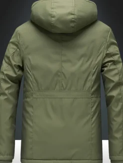 Men's Winter Coat Puffer Jacket Parka Pocket Full Zip Outdoor Daily Long Sporty Casual Thermal Warm Breathable Fall Winter Solid Color Black Army Green Royal Blue Khaki Puffer Jacket