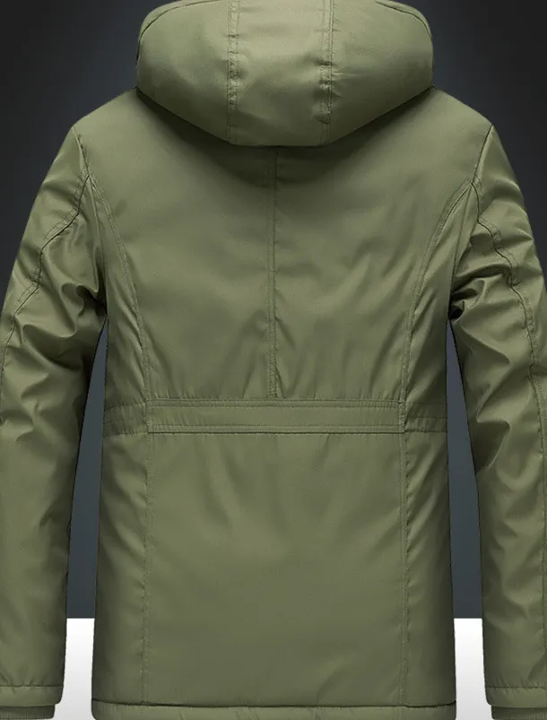 Men's Winter Coat Puffer Jacket Parka Pocket Full Zip Outdoor Daily Long Sporty Casual Thermal Warm Breathable Fall Winter Solid Color Black Army Green Royal Blue Khaki Puffer Jacket