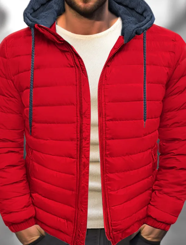 Men's Winter Coat Puffer Jacket Quilted Jacket Transition Jacket Pocket Hooded Office & Career Date Casual Daily Warm Winter Color Block Black Red Navy Blue Blue Puffer Jacket