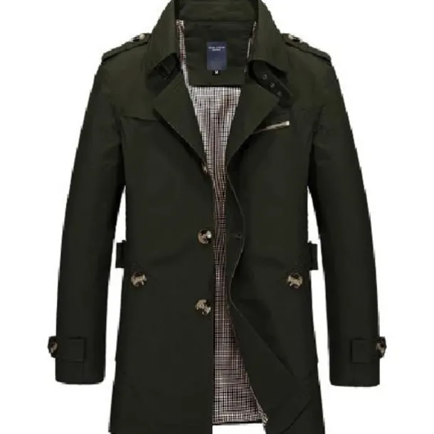 Men's Winter Coat Transition Jacket Overcoat Trench Coat Short Coat Business Casual Cotton Windbreaker Outerwear Clothing Apparel Solid Colored Notch lapel collar