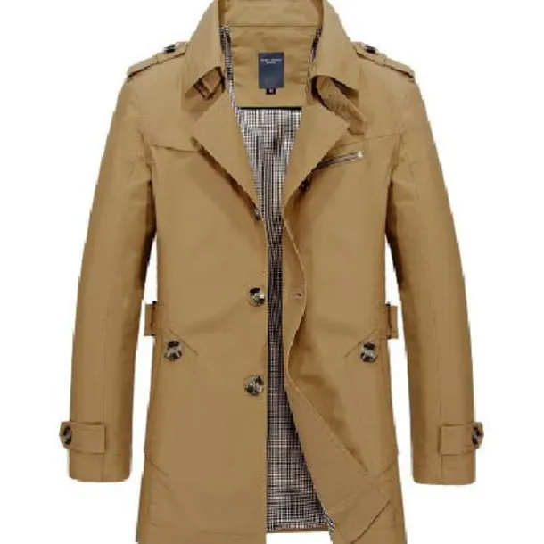 Men's Winter Coat Transition Jacket Overcoat Trench Coat Short Coat Business Casual Cotton Windbreaker Outerwear Clothing Apparel Solid Colored Notch lapel collar