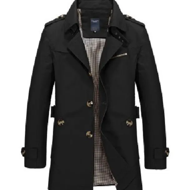 Men's Winter Coat Transition Jacket Overcoat Trench Coat Short Coat Business Casual Cotton Windbreaker Outerwear Clothing Apparel Solid Colored Notch lapel collar