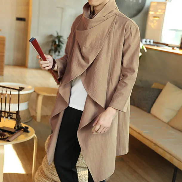 Men's Winter Coat Transition Jacket Trench Coat Cloak / Capes Vacation Business Spring Fall Cotton Blend Quick Dry Lightweight Outerwear Clothing Apparel Streetwear Stylish non-printing Pure Color