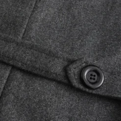 Men's Winter Coat Trench Coat Formal Wedding Warm Pocket Winter Solid Color Christmas Elegant Peaked Lapel Regular Black Khaki Gray Jacket