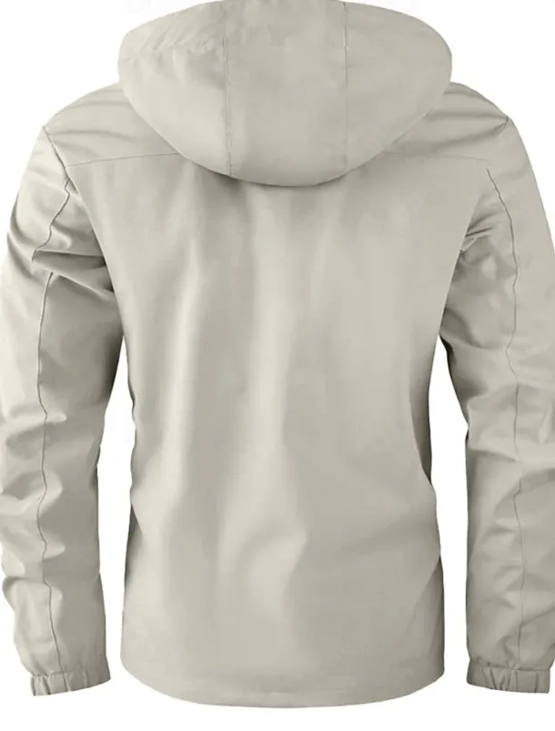 Men's Winter Coat Winter Jacket Sport Coat Raincoat Outdoor Camping & Hiking Waterproof Windbreaker Zipper Pocket Fall Winter Solid Color Fashion Streetwear Hooded Regular Wine Black White Army Green