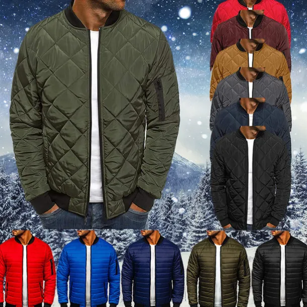 Men's Winter Coat Winter Jacket Puffer Jacket Quilted Jacket Casual Warm Winter Solid Color Classic & Timeless Navy Wine Red ArmyGreen Black Red Jacket