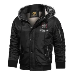 Men's Winter Coat Winter Jacket Parka Embroidered Fleece Hoodie Fur Trim Daily Regular Casual Thermal Warm Winter Plain Black Red Royal Blue Puffer Jacket