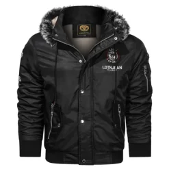 Men's Winter Coat Winter Jacket Parka Embroidered Fleece Hoodie Fur Trim Daily Regular Casual Thermal Warm Winter Plain Black Red Royal Blue Puffer Jacket