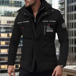Men's Winter Coat Winter Jacket Fleece Jacket Sport Coat Outdoor Camping & Hiking Waterproof Windbreaker Zipper Pocket Fall Winter Solid Color Fashion Streetwear Hooded Regular Black White Wine Army