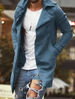 Men's Winter Coat Winter Jacket Jacket Outdoor Street Thermal Warm Breathable Pocket Fall Winter Solid Color Streetwear Sporty Turndown Long Regular Fit Black Blue Green Khaki Grey Jacket